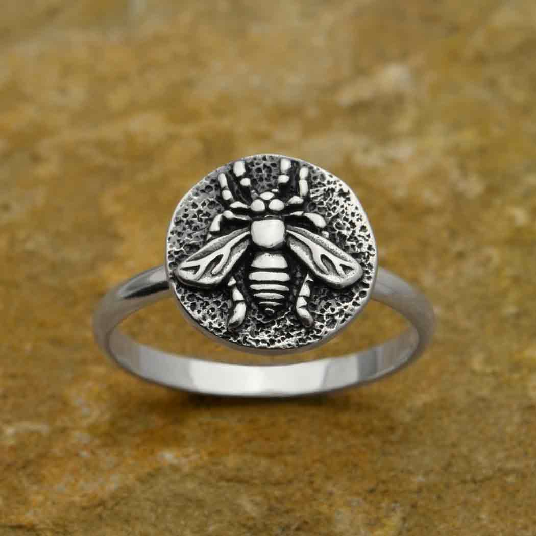 Sterling Silver Bee Coin Ring - Poppies Beads n' More