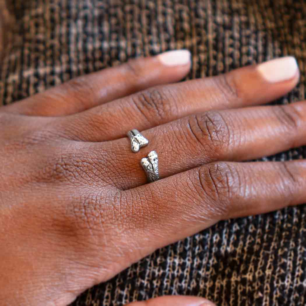 Sterling Silver Adjustable Bone Ring - Poppies Beads n' More