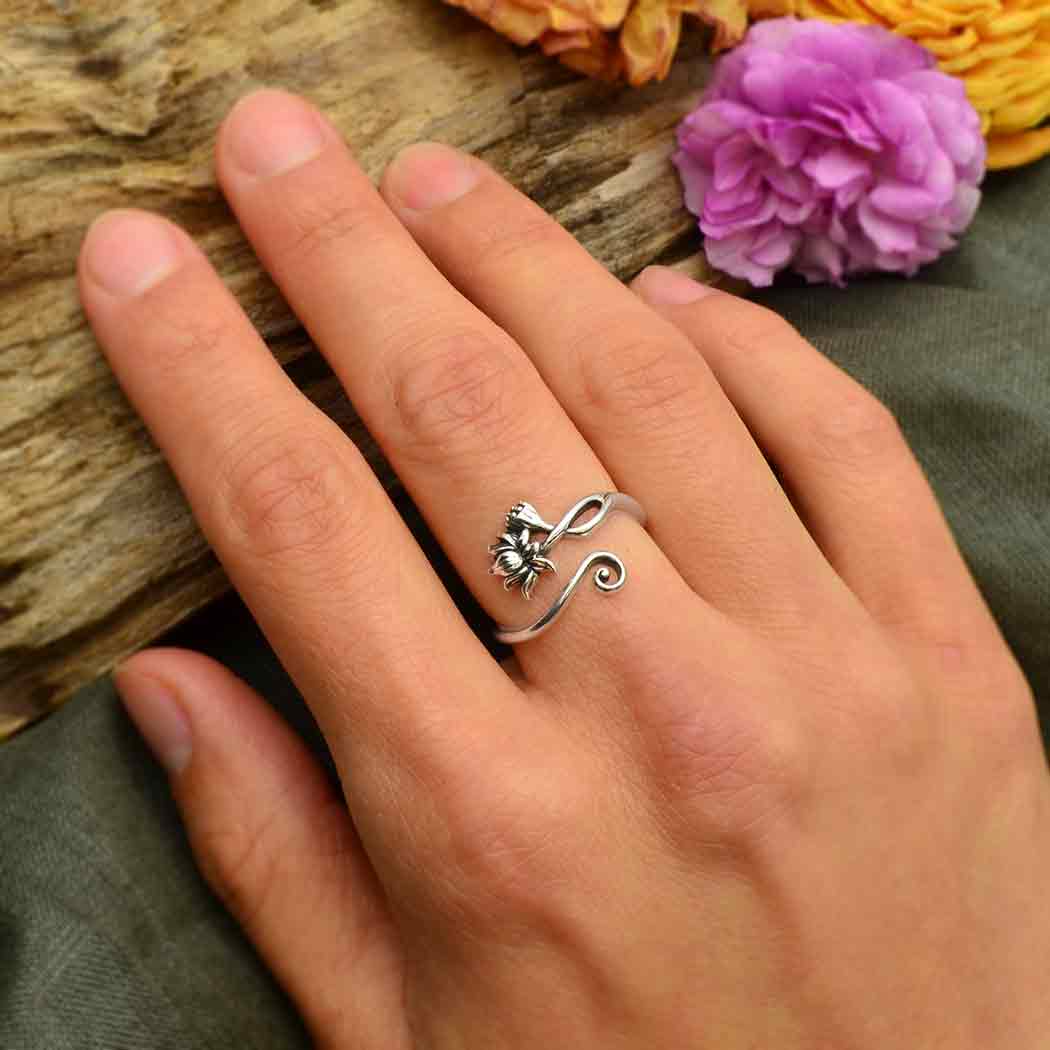 Sterling Silver Adjustable Lotus Ring - Poppies Beads n' More