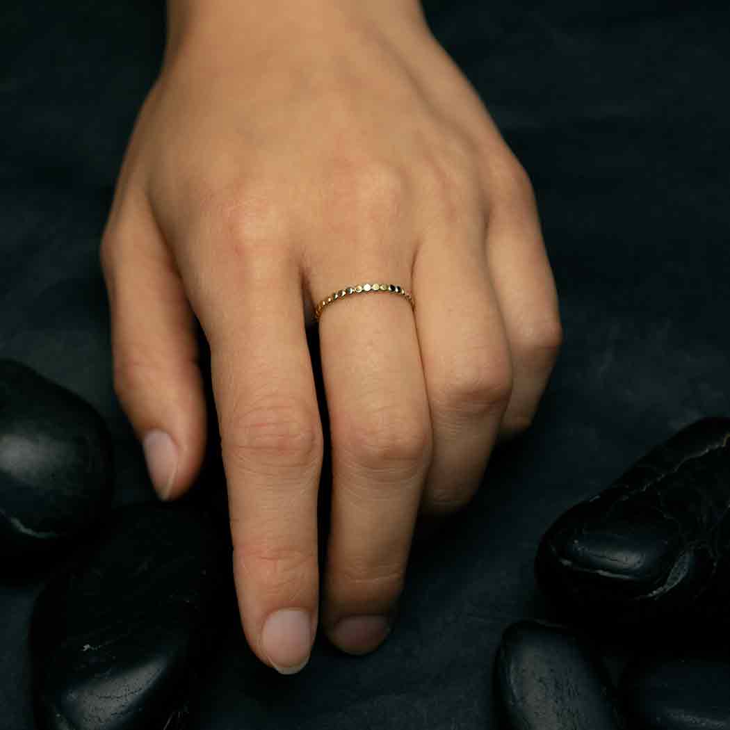 Gold Filled Flat Beaded Ring - Poppies Beads n' More