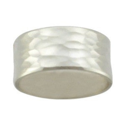 Sterling Silver Ring - Wide Hammered Band - Poppies Beads n' More