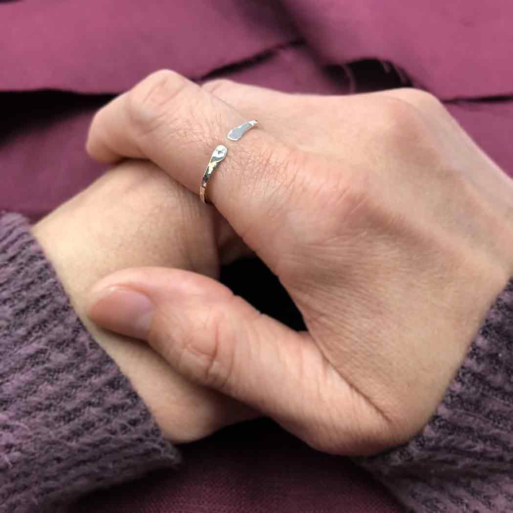 Sterling Silver Adjustable Hammered Ring - Poppies Beads n' More