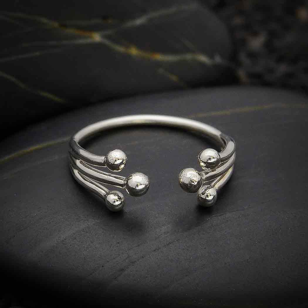 Sterling Silver Adjustable Ring with Large Granulations - Poppies Beads n' More