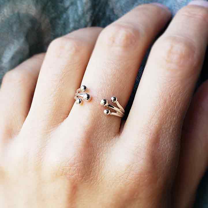 Sterling Silver Adjustable Ring with Large Granulations - Poppies Beads n' More