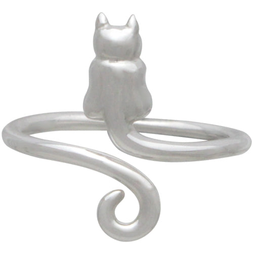 Sterling Silver Cat Ring - Adjustable Ring - Poppies Beads n' More