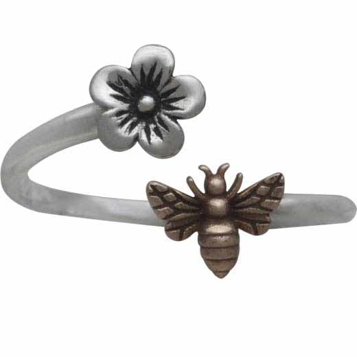 Adjustable Flower and Bee Ring - Poppies Beads n' More