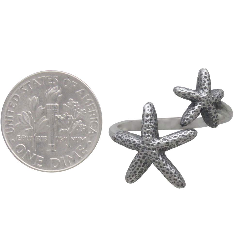 Sterling Silver Adjustable Starfish Ring - Poppies Beads n' More