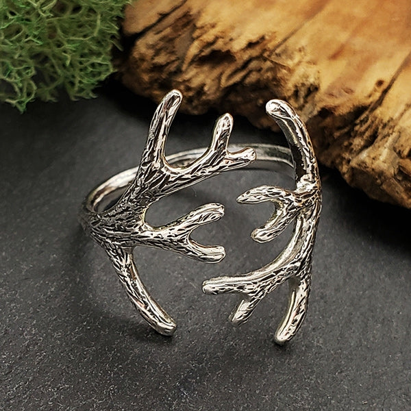 Sterling Silver Adjustable Antler Ring - Poppies Beads n' More