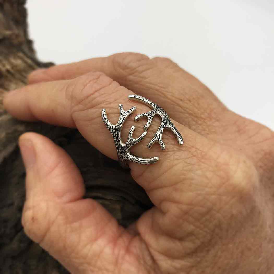 Sterling Silver Adjustable Antler Ring - Poppies Beads n' More