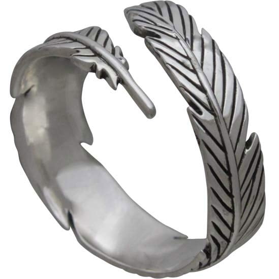 Sterling Silver Adjustable Feather Ring - Poppies Beads n' More