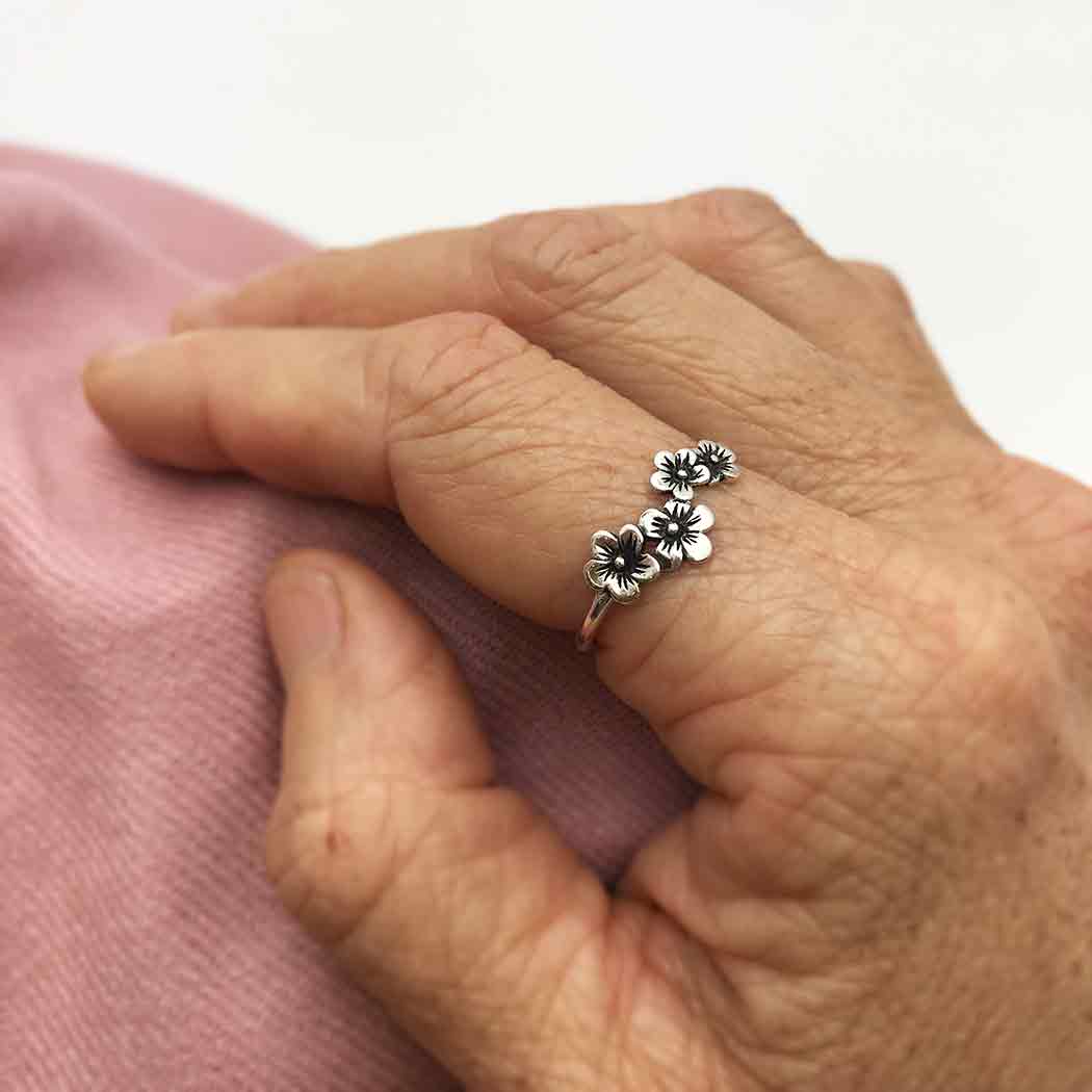 Sterling Silver Cherry Blossom Ring - Poppies Beads n' More