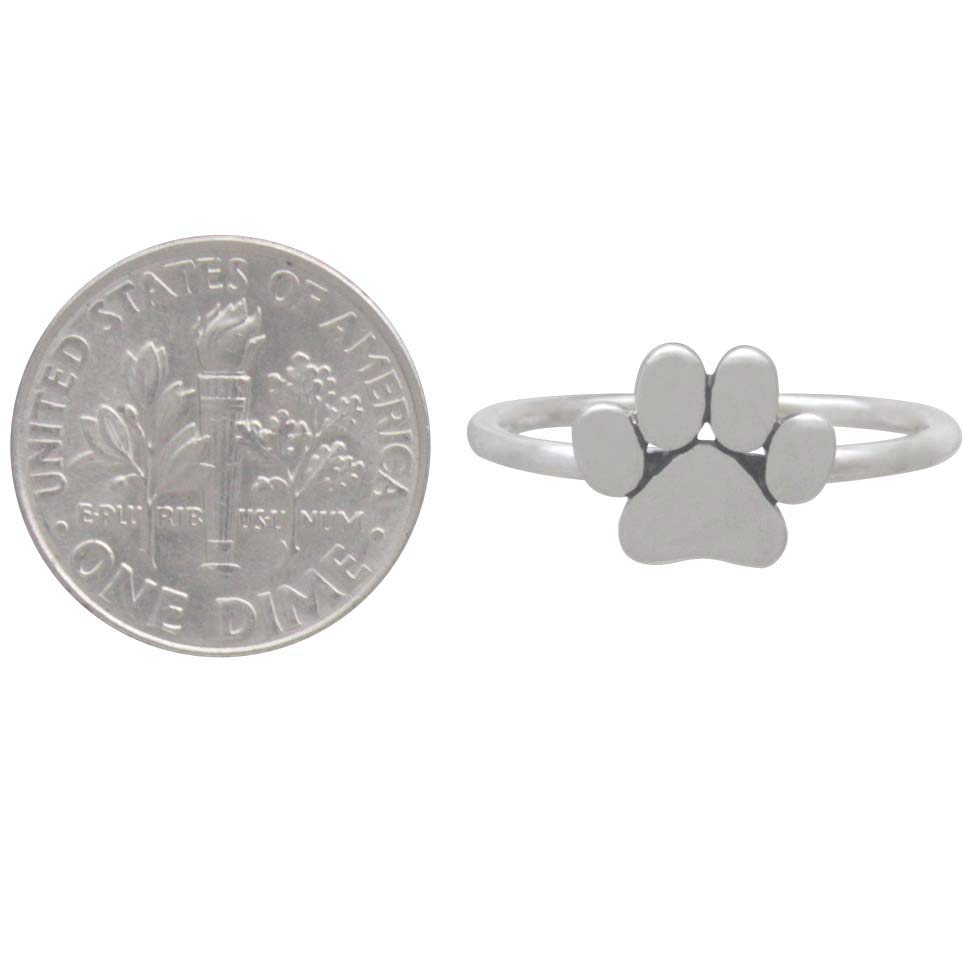 Sterling Silver Paw Print Ring - Poppies Beads n' More