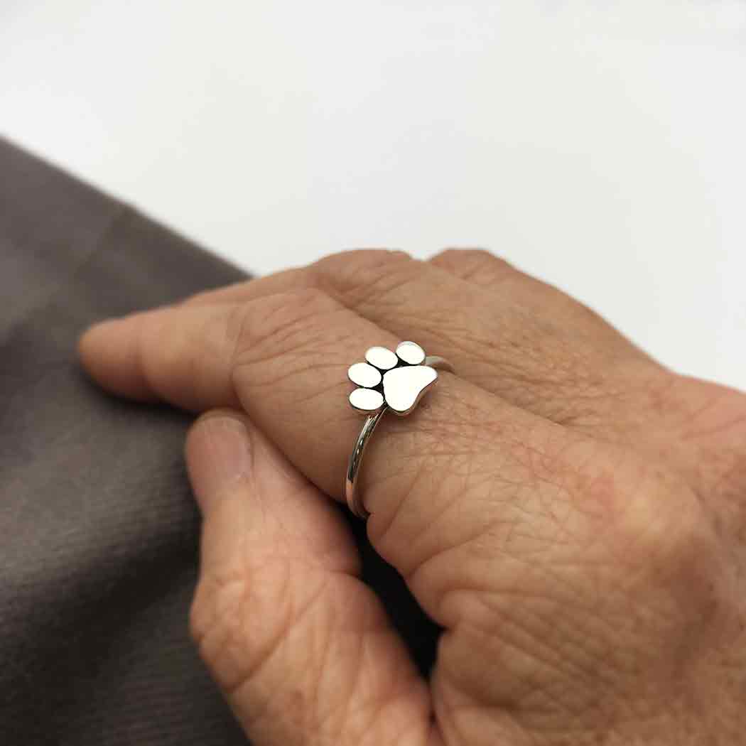 Sterling Silver Paw Print Ring - Poppies Beads n' More