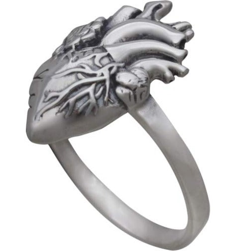 Sterling Silver Anatomical Heart Ring - Poppies Beads n' More