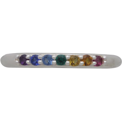 Sterling Silver Rainbow Stacking Ring with Nano Gems - Poppies Beads n' More