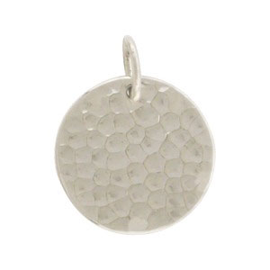 Sterling Silver Hammer Finish Round Pendant - Poppies Beads n' More