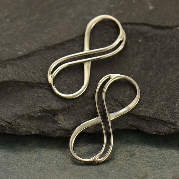 Double Wire Infinity Charm Silver Link - Poppies Beads n' More