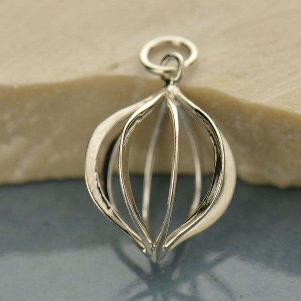 Sterling Silver Lantern Cage Pendant - Poppies Beads n' More