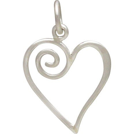 Open Heart with Swirl Charm - Poppies Beads n' More