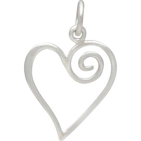 Open Heart with Swirl Charm - Poppies Beads n' More