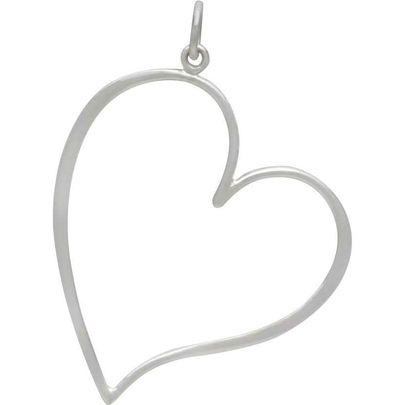 Sterling Silver Large Open Heart Pendant - Poppies Beads N More