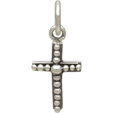 Sterling Silver Cross Charm with Granulation Detail - Poppies Beads n' More