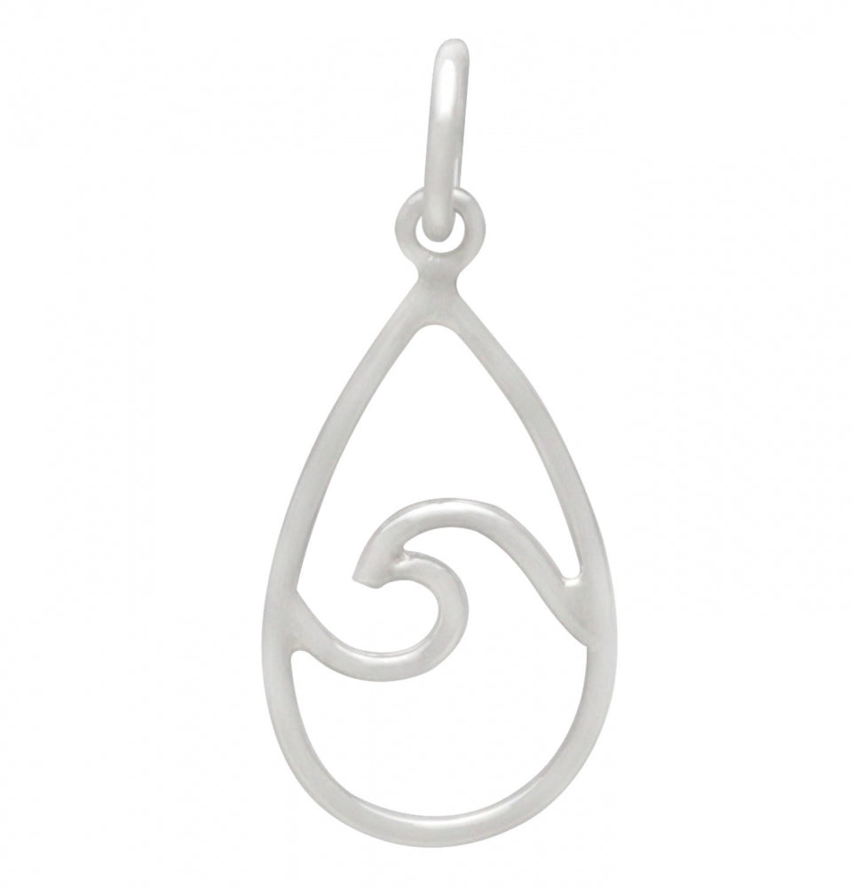 Sterling Silver Wire Wave Charm - Teardrop Shape - Poppies Beads n' More