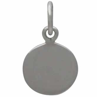 Sterling Silver Small Disk Charm with Bronze Heart - Poppies Beads n' More