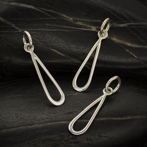 Sterling Silver Skinny Teardrop Link - Poppies Beads n' More