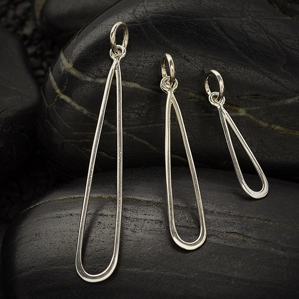 Sterling Silver Skinny Teardrop Link - Poppies Beads n' More