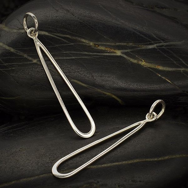 Sterling Silver Skinny Teardrop Link - Poppies Beads n' More