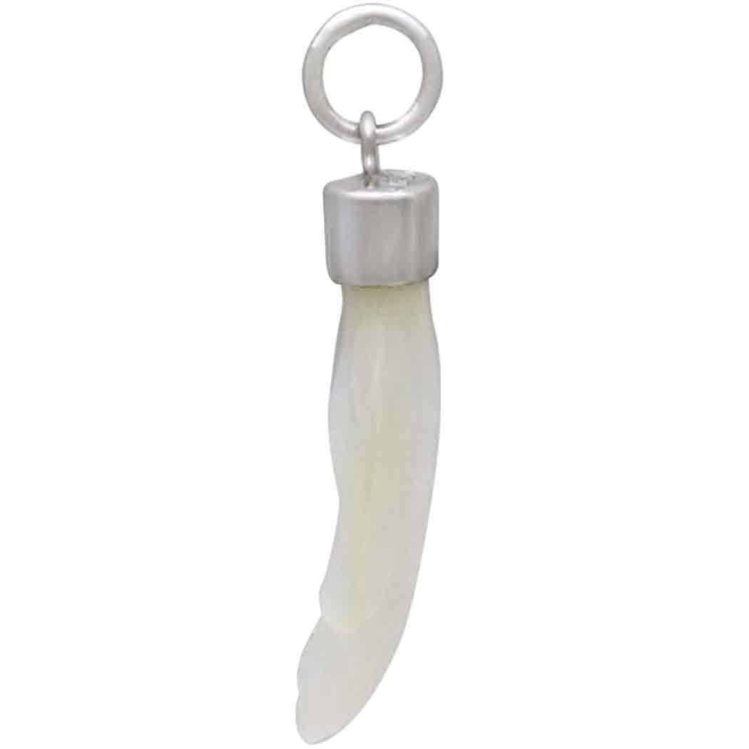 Carved Mother of Pearl Hand Pendant with Silver Bail - Poppies Beads n' More