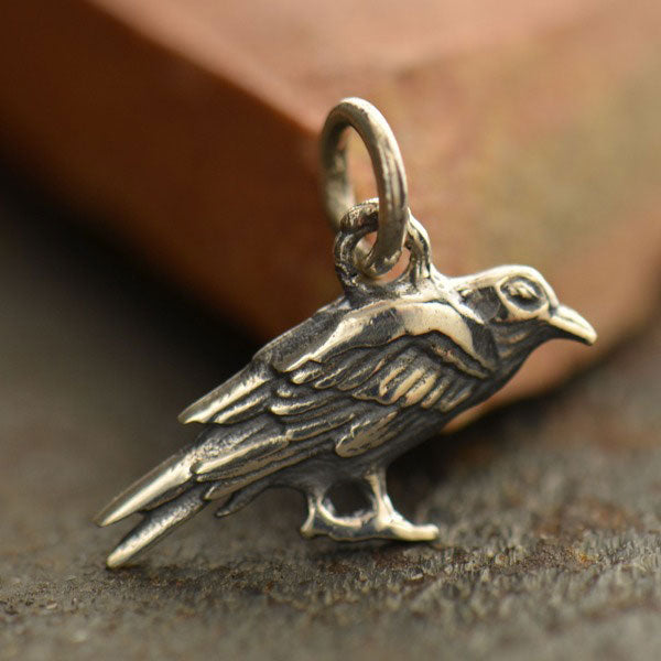 Sterling Silver Raven Charm - Poppies Beads n' More