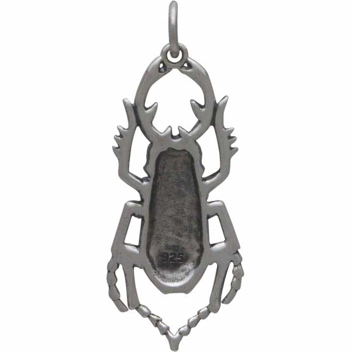 Sterling Silver Stag Beetle Charm - Bug Charm - Poppies Beads n' More