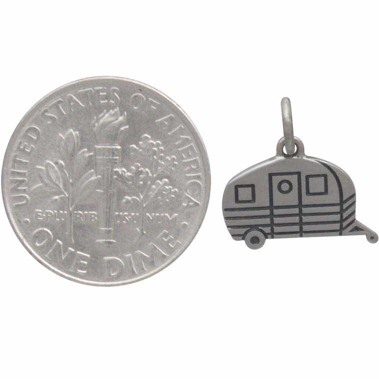 Sterling Silver Camping Trailer Charm - Poppies Beads n' More