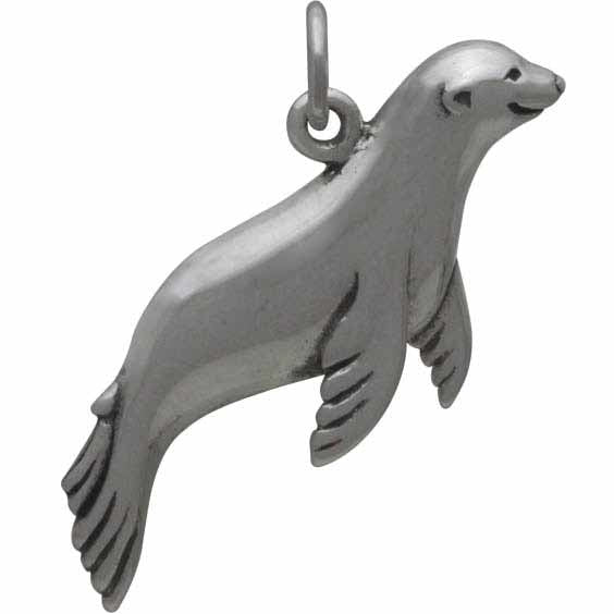 Sterling Silver Sea Lion Charm - Seal Charm - Poppies Beads n' More