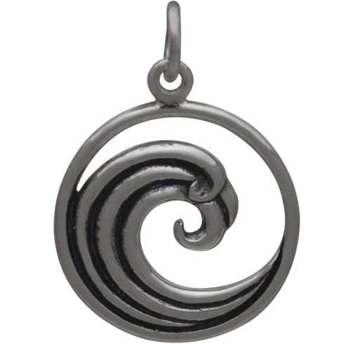 Sterling Silver Curled Wave Charm - Poppies Beads n' More