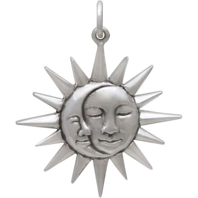 Moon and Sun Pendant with Faces - Poppies Beads n' More