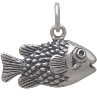 Sterling Silver Puffer Fish Charm - Poppies Beads n' More