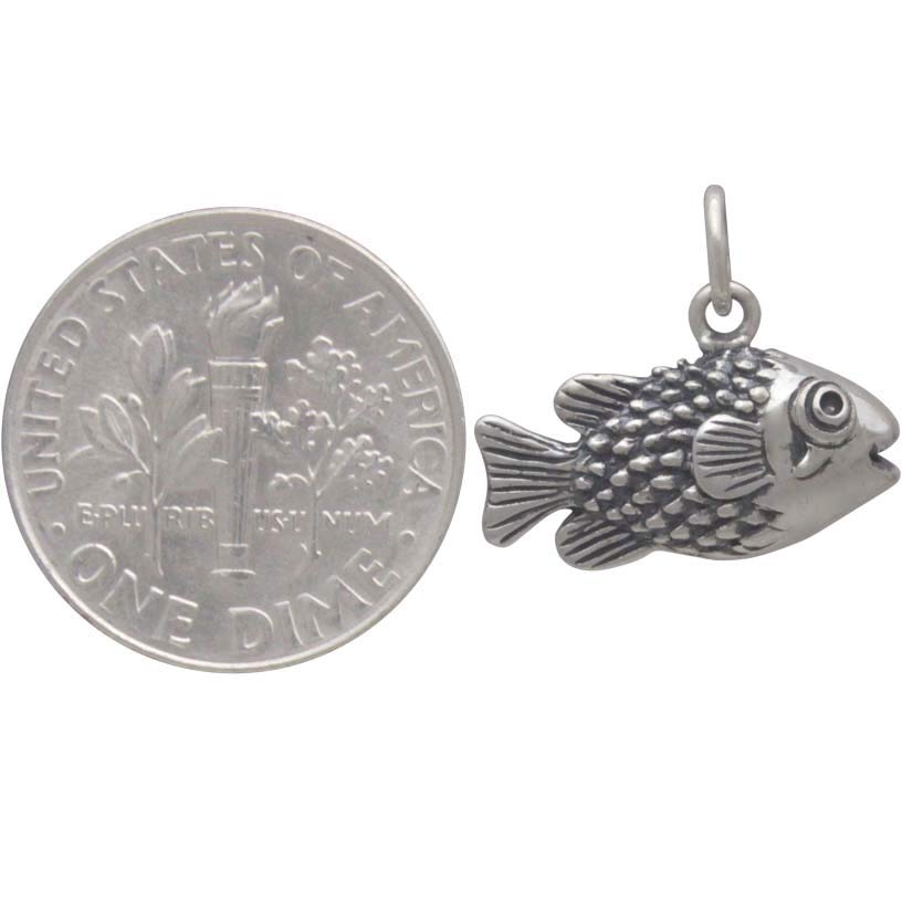 Sterling Silver Puffer Fish Charm - Poppies Beads n' More