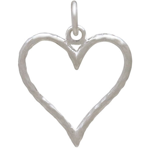 Sterling Silver Hammered Wire Heart Charm - Poppies Beads n' More