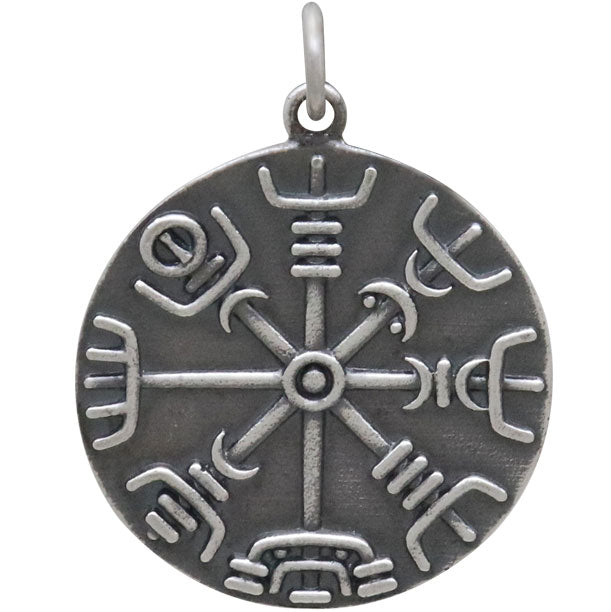 Sterling Silver Viking Compass Pendant - Poppies Beads n' More