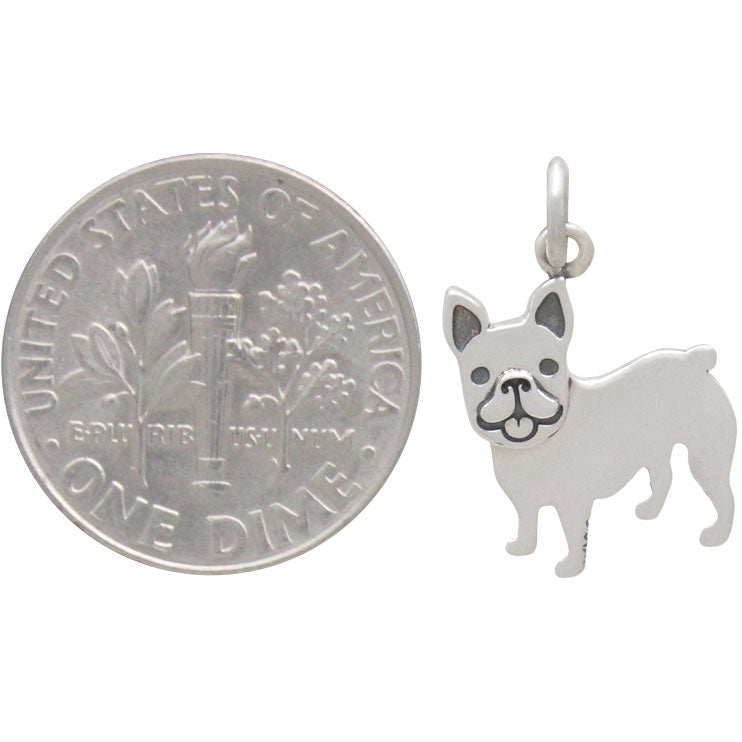 Sterling Silver French Bulldog Dog Charm - Poppies Beads n' More