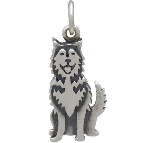 Sterling Silver Husky Dog Charm - Poppies Beads n' More