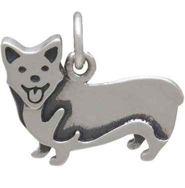 Sterling Silver Corgi Dog Charm - Poppies Beads n' More