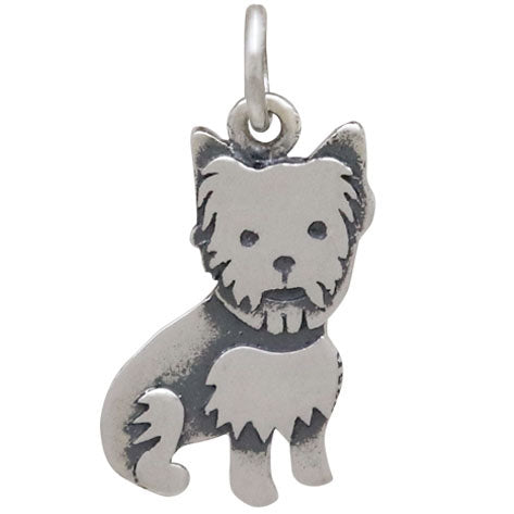 Sterling Silver Yorkie Dog Charm - Poppies Beads n' More