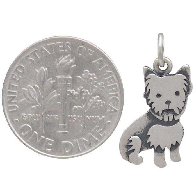 Sterling Silver Yorkie Dog Charm - Poppies Beads n' More