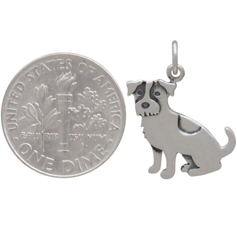 Sterling Silver Jack Russell Terrier Dog Charm - Poppies Beads n' More