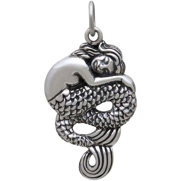 Sterling Silver Sleeping Mermaid Pendant - Poppies Beads n' More