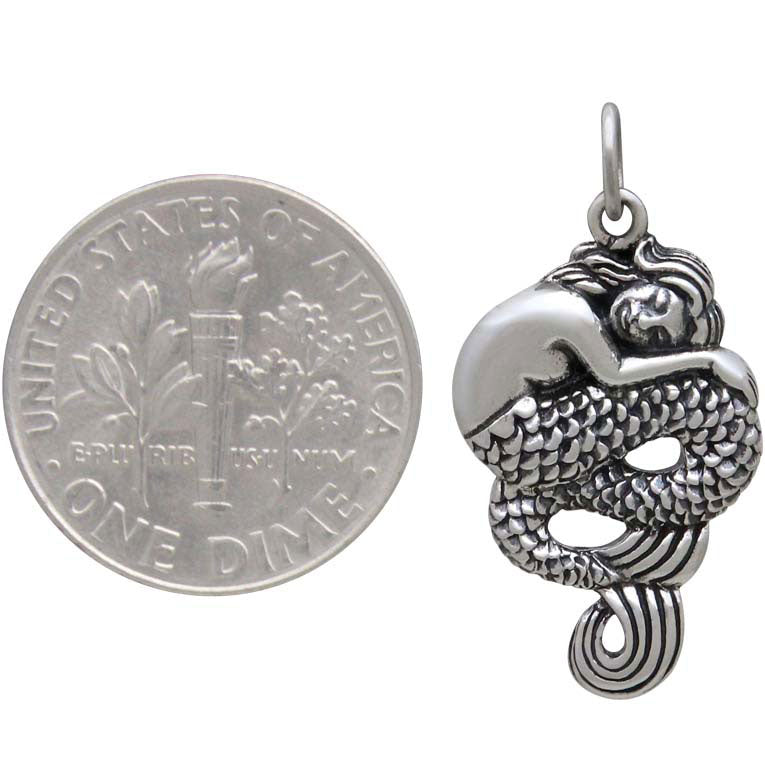 Sterling Silver Sleeping Mermaid Pendant - Poppies Beads n' More